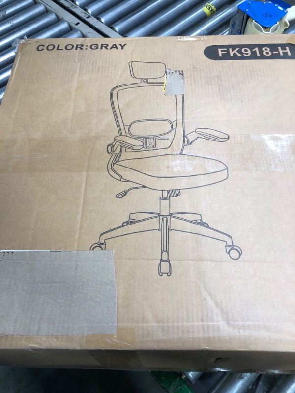 Photo 3 of ***DAMAGED**(SEE PHOTOS)*FelixKing Ergonomic Office Chair, Headrest Desk Chair Office Chair with Adjustable Lumbar Support, Home Office Swivel Task Chair with High Back and Armrest, Adjustable Height Gaming Chair(Gray) 918-H Grey