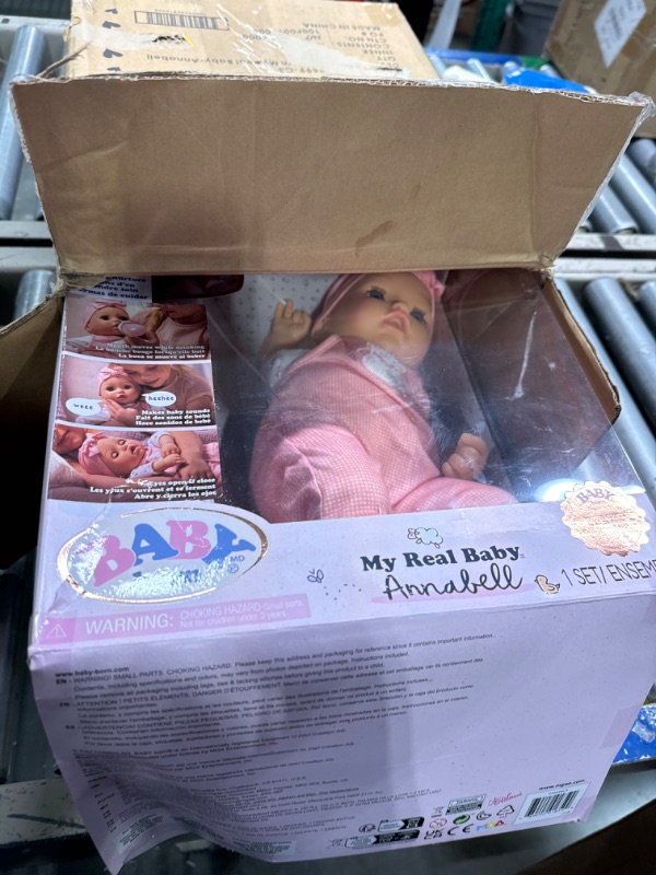 Photo 1 of Baby Born My Real Baby Doll Annabell - Blue Eyes: Realistic Soft-Bodied Baby Doll Ages 3 & Up, Sound Effects, Drinks & Wets, Mouth Moves, Cries Real Tears, Eyes Open & Close, Pacifier