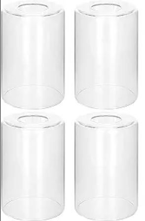 Photo 1 of 4 Pack Clear Glass Shades Replacement,5.51in Height,3.94in Diameter,1.65in Fitter,High Transmittance Cylinder Glass Lampshade Replacement for Pendant Light Floor lamps Chandelier Wall Sconces