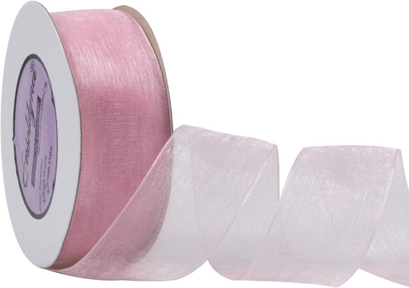 Photo 1 of Ensoldyna Sheer Organza Ribbon 1 inch 25 Yards Per Roll for Gift Wrapping, Bouquet Wrapping, Wedding Decoration, Floral Craft, Baby Shower, Christmas Décor, Pink
