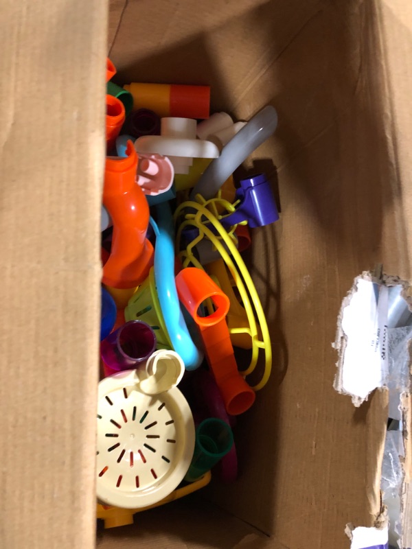 Photo 2 of **DAMAGED & OPENED BOX, MIGHT BE MISSING ITEMS** Marble Master Marble Run - 200pc Building Set & Glow in The Dark Glass Marbles for Boys & Girls, Build Large Roller Coaster Tracks & Racing Circuit Runs, STEM Toy Track Builder Kit for Kids Ages 8-12