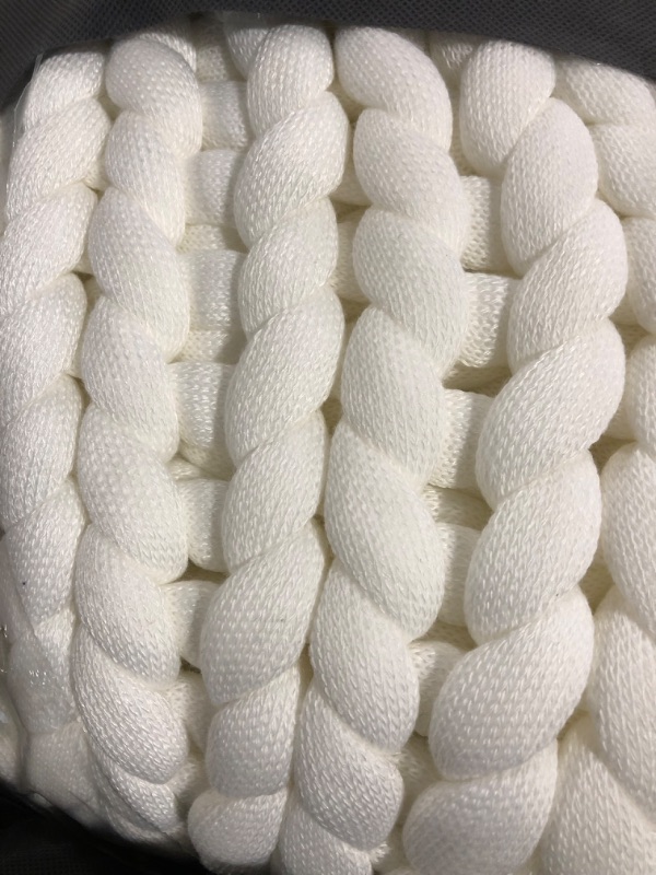 Photo 3 of **USED** BB BLINBLIN Knitted Weighted Blanket, Hand Made Chunky Knit Weighted Throw Blanket for Sleep, Stress or Home Décor, Rest and Relax in Style with Breathable Weighted Blankets (White, 55''x75'' 13lbs) 55 in x 75 in 13 lb White