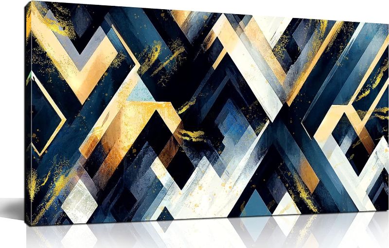 Photo 1 of 
Abstract Canvas Wall Art Golden and White Gray Geometry Abstract Picture Large Framed Prints Wall Decor for Living Room Bedroom Size 20x40
Color:geometry abstract