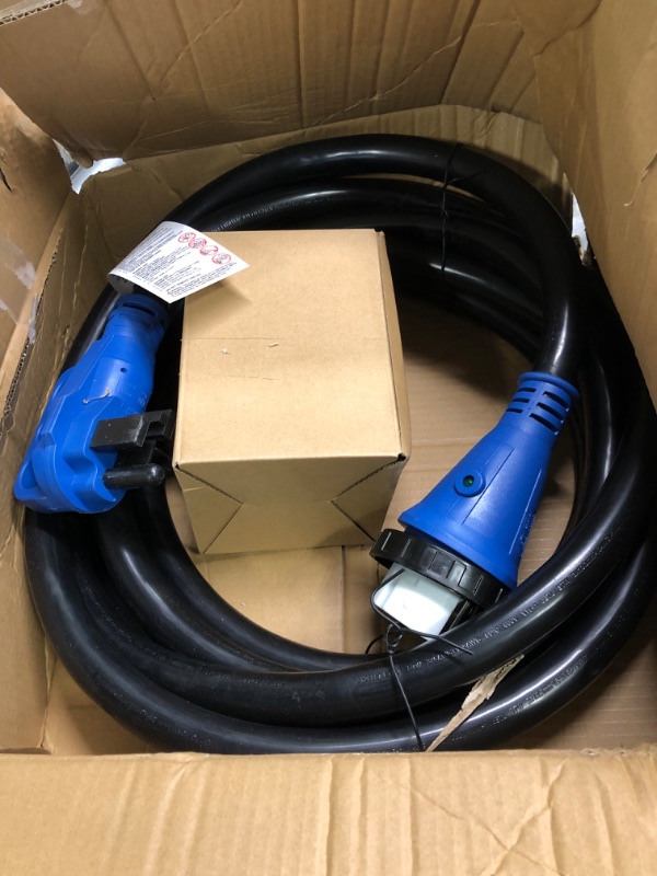 Photo 2 of 50 Amp Generator Cord and Power Inlet Box, 20FT Generator Extension Cords 50 Amp,125V/250V Generator Power Cord NEMA14-50P/SS2-50R Twist Lock Connector 20FT Black+Blue