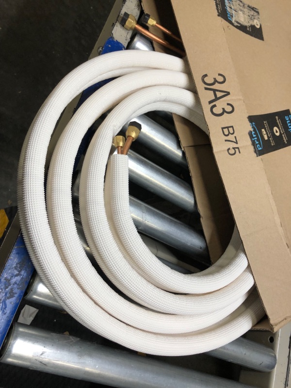 Photo 2 of 16 Ft Air Conditioning Copper Pipe Extension, 1/4" 1/2" 3/8" PE Thickened for Mini Split AC and Heating Equipment Insulation Coil HVAC Refrigerant with Nuts (16 Ft.1/4" & 1/2" *3/8PE WITH NUTS) 16 Ft.1/4" & 3/8" *3/8PE WITH NUTS