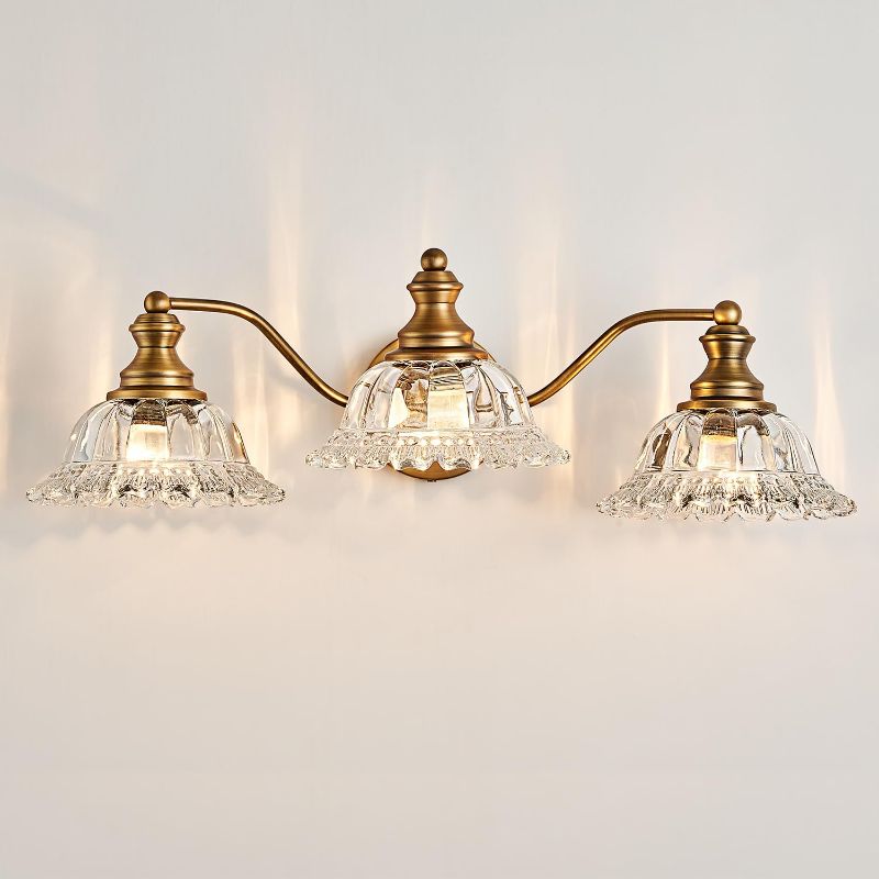 Photo 1 of 
XIEDUN Vintage Bathroom Vanity Light Fixture, 3 Lights Bathroom Lighting Matte Antique Brass Finish with Crystal Glass Shade, Vintage Vanity Light for Bathroom