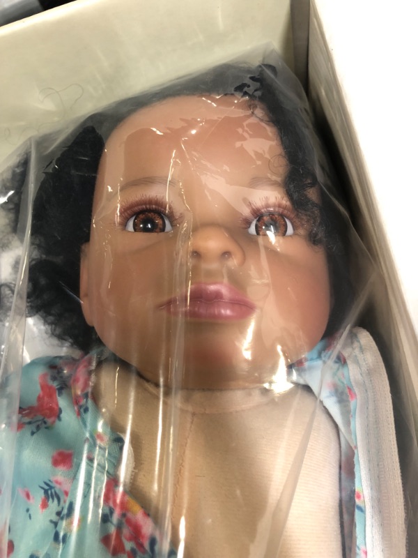 Photo 3 of BABESIDE Lifelike Reborn Black Girl- 18-Inch Realistic Newborn Real Life Baby Dolls with Clothes and Toy Gift for Kids Age 3+1 Multi-color,black