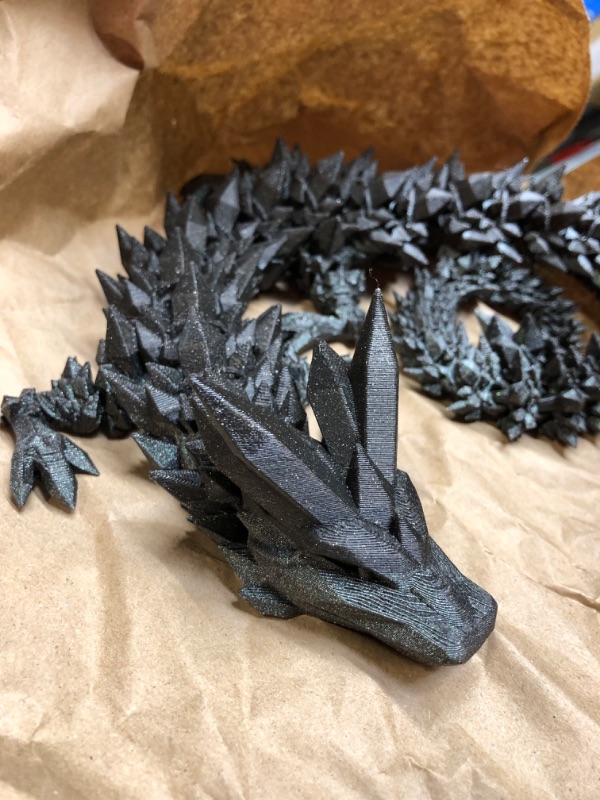 Photo 2 of ZZ LIFE Articulating Dragon Fidget Toy Series - 3D Printed Flexi Dragons Flexible ADHD, Autism, Relief Anxiety - Articulated Joints for Kids and Adults (Crystal Dragon - Galaxy Black)