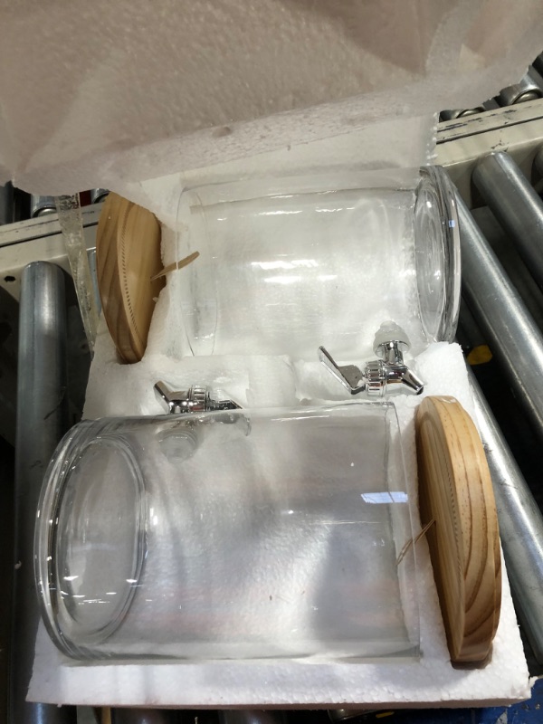 Photo 3 of 2 Pack Laundry Detergent Dispenser Glass Liquid Laundry Detergent Dispenser with Spout Laundry soap Dispenser with Labels Fabric Softener Dispenser