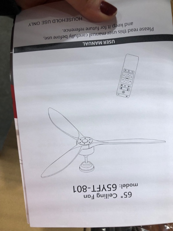 Photo 2 of ***MISSING REMOTE***  

reiga 65" DC Motor Indoor Outdoor Modern Smart Large Ceiling Fan with 3 Wood Blades Wifi Alexa App Remote Control for Patio Garage Farmhouse Oil-Rubbed Bronze Oil-Coated Bronze 65'' without Light