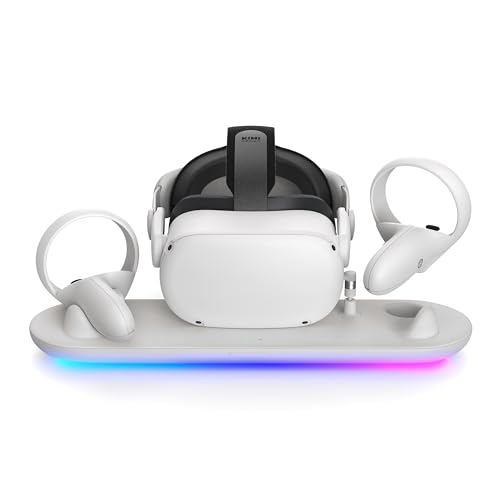 Photo 1 of KIWI Design RGB Charging Dock for Meta Oculus Quest 2, Meta Officially Co-Branded Charging Station Simultaneously Touch Controllers Charging
