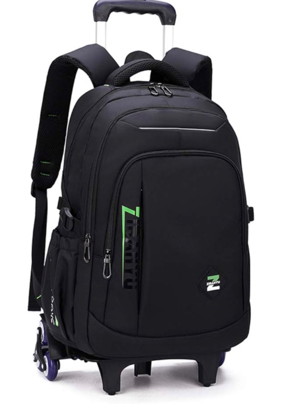 Photo 1 of VIDOSCLA Black Kids Boys Rolling Backpack Teens Carry-on Luggage with Wheels Trolly BookBag for School-6 Wheels