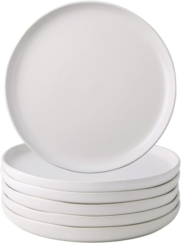 Photo 1 of  Ceramic Side Plates Set of 20, Wavy Rim  Dish Set, The Dessert,Salad, Appetizer, Small Dinner etc Plate,Microwave, Dishwasher Safe, Scratch Resistant - Reactive Matte White White 