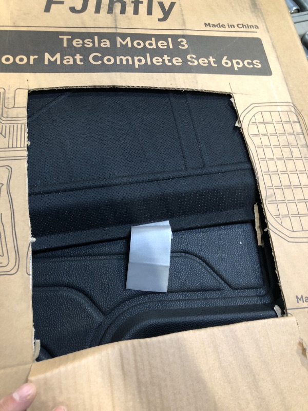 Photo 3 of FJinfly Tesla Model 3 Floor Mats for 2023 2022 2021, 6PCS All Weather Floor Mat Cargo Liners Accessories, 3D TPE Odorless Floor Mat Trunk Frunk Rear Well Mats Custom Fit, Heavy Duty Floor Mats Model 3 Model 3-6PCS