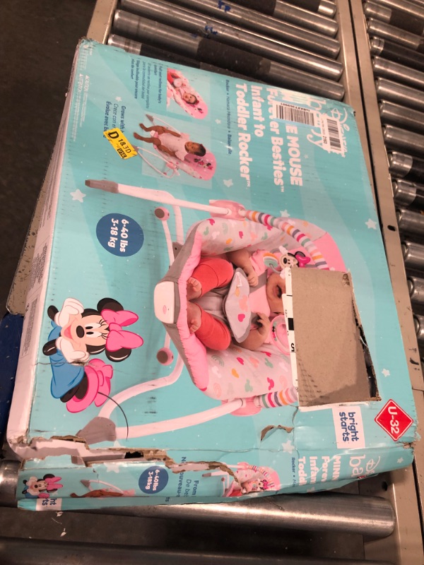 Photo 3 of Bright Starts Disney Baby Minnie Mouse Infant to Toddler Rocker with Vibrations and Removable Toy Bar - Forever Besties, Newborn + Minnie Forever Besties