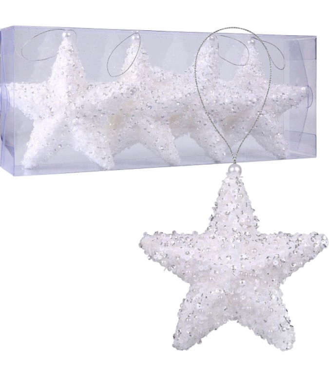 Photo 1 of 6" Five-Pointed Star Christmas Ornaments,4pc Set White Christmas Decorations Star for Xmas Trees Hanging Ornaments, Wedding Party Holiday Decorations (White)
Amazon's
Choice
Overall Pick