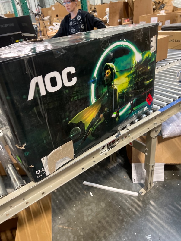 Photo 2 of AOC CU34G3S 34" Frameless Curved Ultrawide Gaming Monitor, WQHD 3440 x1440, 165Hz 1ms, FreeSync Premium, Height Adjustable, 3-Year Zero-Bright-dot, Black 34" WQHD Curved Screen 165Hz Low Latency