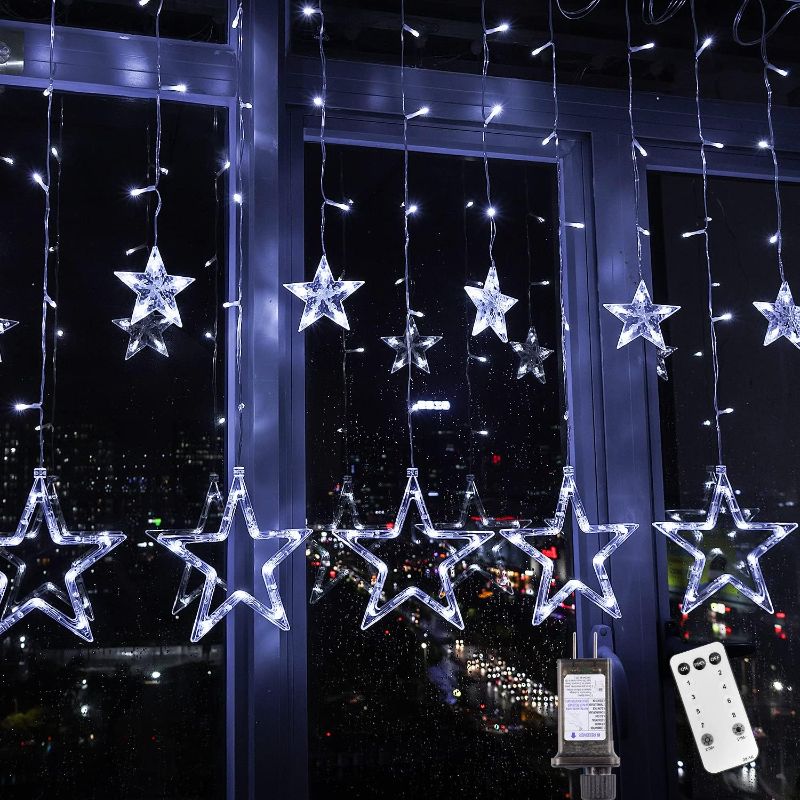 Photo 1 of  Curtain Lights Curtain String Lights 8 Modes Hanging Window Lights with Remote , Cool White