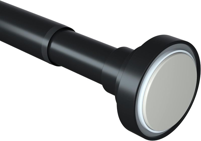 Photo 1 of Byondeth Shower Curtain Rod Never Rust and Non-Fall Down Spring Tension Rod, Stainless Steel (Black, 43-72 Inches)