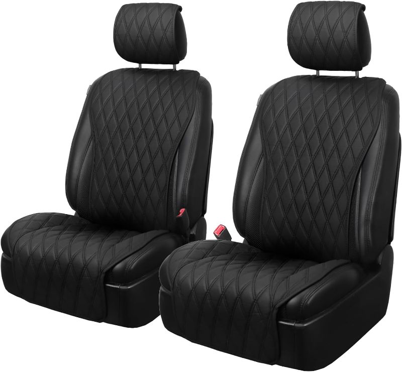 Photo 1 of FH Group Car Seat Covers Trendy Elegance 3D Air Mesh Car Accessories, Airbag Compatible and Split Ready Black Three Row Set 8 Headrest Covers Universal Fit Interior Accessories for Cars Trucks SUV Black (2 Buckets Covers, 2 Bench Covers)****3" cut on whit