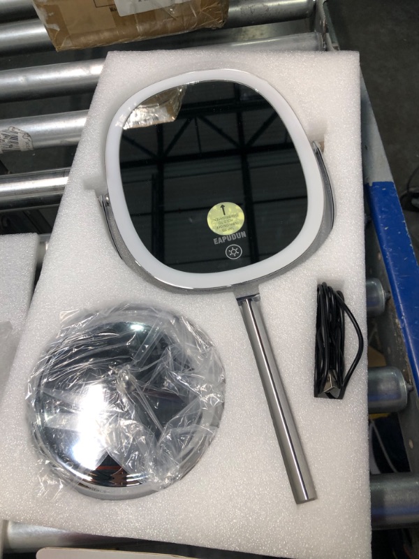 Photo 1 of EAPUDUN 9" Makeup Mirror with Lights, 84 Premium LED Beads Lighted Rechargeable Makeup Mirror with 3 Colors Modes Brightness Adjustable, 1X/7X Magnifying Mirror with 360° Rotation - Chrome