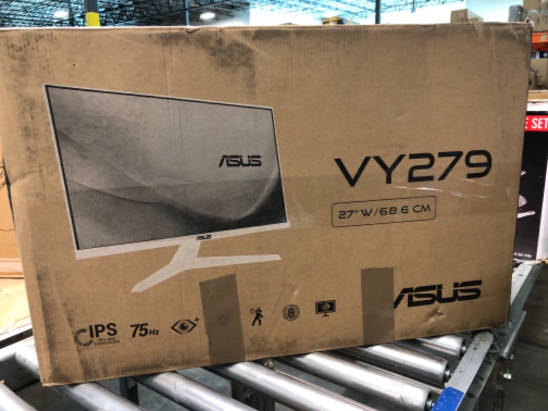 Photo 1 of ASUS VY279HE-W 27” 1080P Monitor - White, Full HD, 75Hz, IPS, Adaptive-Sync/FreeSync, Eye Care Plus, Color Augmentation, Rest Reminder, HDMI, VGA, Frameless, VESA Wall Mountable