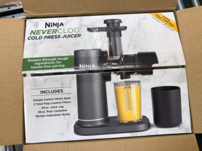 Photo 5 of Ninja JC151 NeverClog Cold Press Juicer, Powerful Slow Juicer with Total Pulp Control, Charcoal