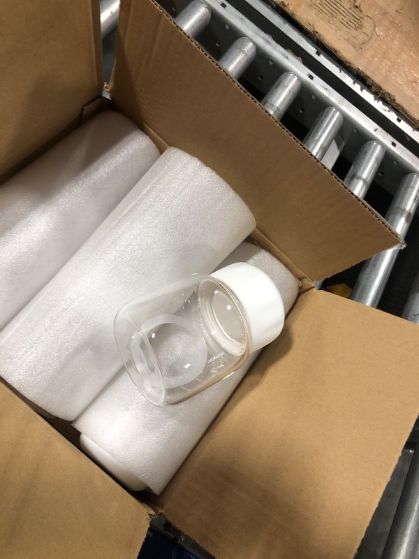 Photo 2 of **Oppened New**Danmu 6 Pack Glass Water Bottles, Clear Water Bottles Leakproof 10oz, Small Water Bottles 300ml, Cute Water Bottles,Glass Juice Bottles for Juicing, Kombucha, Boba Milk, Fruit Drinks White