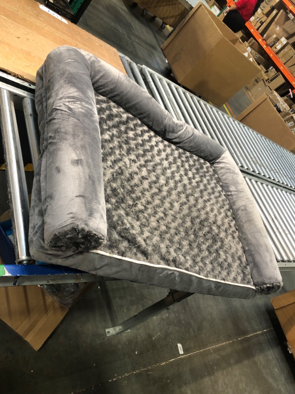 Photo 2 of  **New Opened**BFPETHOME Washable Dog Beds for Large Dogs, Orthopedic Dog Bed Large, Big Dog Couch Bed with Removable Washable Cover, Waterproof Lining and Nonskid Bottom, Egg-Crate Foam Pet Sofa Bed for Sleeping L(36*27*6.5) Inch Dark Grey