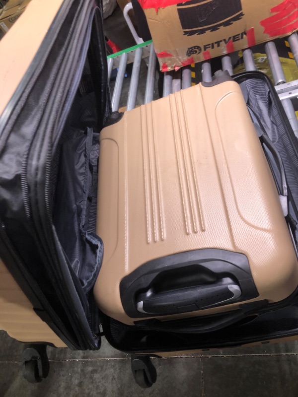 Photo 3 of **NEEDS NEW LOCKS NO KEY** Travelers Club Midtown Hardside 4-Piece Luggage Travel Set, Tan 4-Piece Set Tan