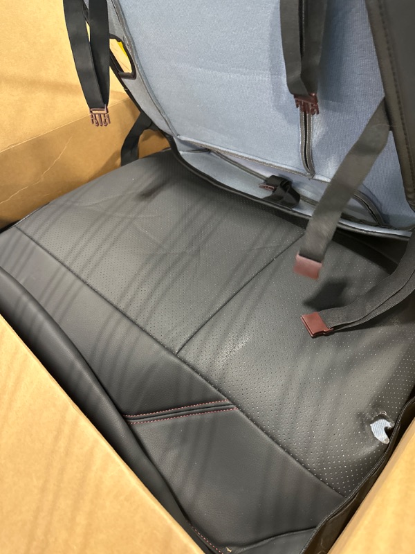 Photo 4 of LUCKYMAN CLUB Tacoma Custom Fit Seat Covers for 2016-2022 Tacoma Crew Cab with Faux Leather (Black & Red)