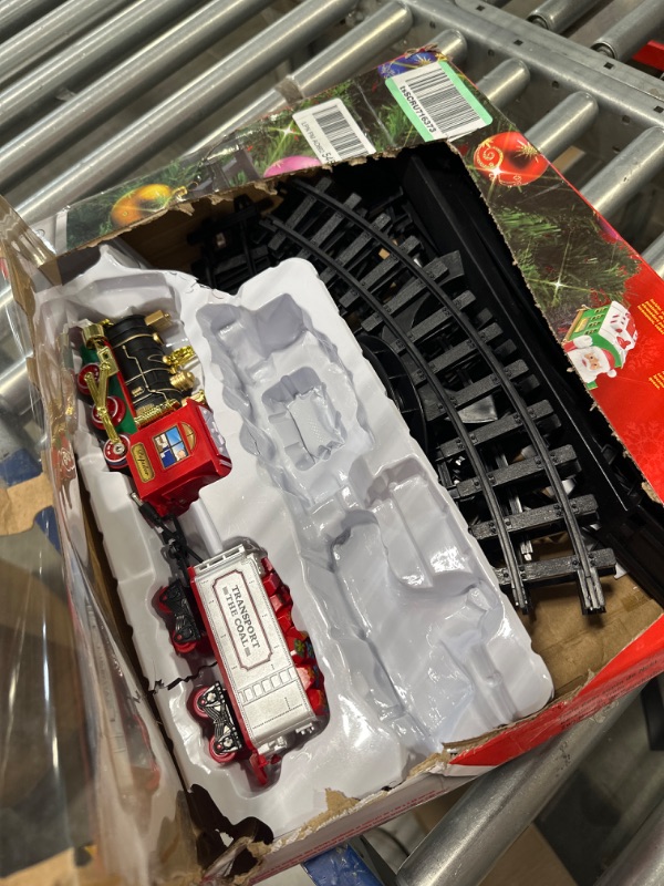 Photo 3 of **Missing parts** TEMI Christmas Train Set Toys Around on Tree, Electric Railway Train Set w/ Locomotive Engine, Cars and Tracks, Battery Operated Play Set w/ Lights and Sounds, for Kids Boys Girls Xmas