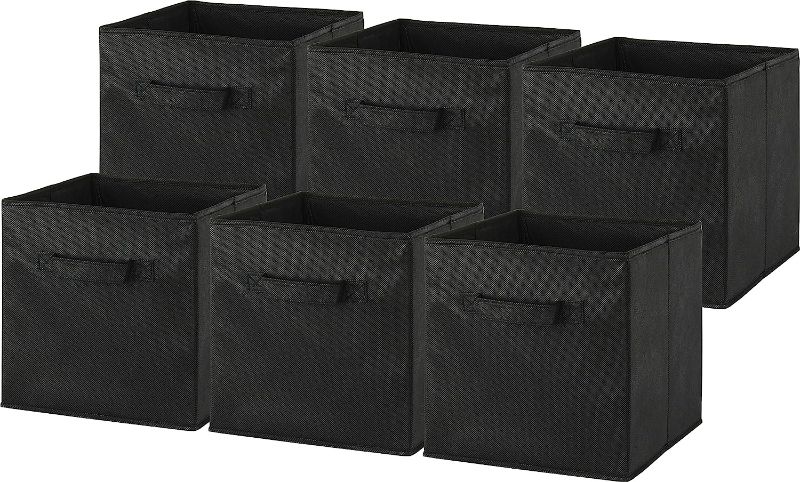 Photo 1 of 6 Pack - SimpleHouseware Foldable Cube Storage Bin, Black
