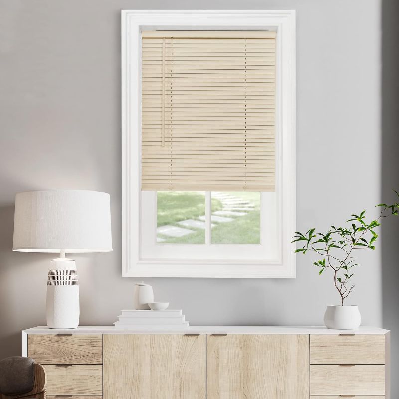 Photo 1 of Achim GII Morningstar Indoor Cordless Alabaster Vinyl Light Filtering Window Mini Blind, 72" L x 23" W