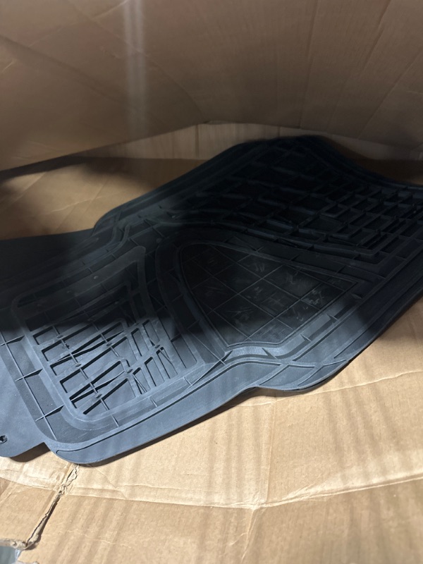 Photo 1 of Automotive Floor Mats Black Universal Fit Climaproof for All Weather Protection Heavy Duty Rubber fits Most Cars, SUVs, and Trucks, Trim to Fit FH Group F11511BLACK