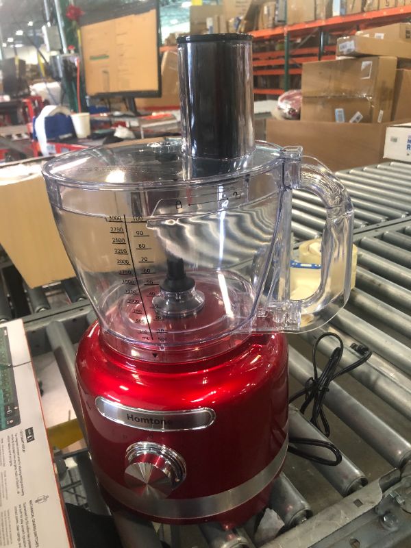 Photo 5 of ***CRACKED*** ** FOR PARTS** Homtone Professional Food Processors Food Chopper, 600W with 16 Cup Processor Bowl, 4 Blades, Food Chute and Pusher for Shredding, Pureeing Vegetables, Meat, Grains, Nuts