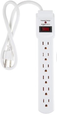 Photo 1 of Amazon Basics Rectangular 6-Outlet, 200 Joule Surge Protector Power Strip, 2 Foot, White - 