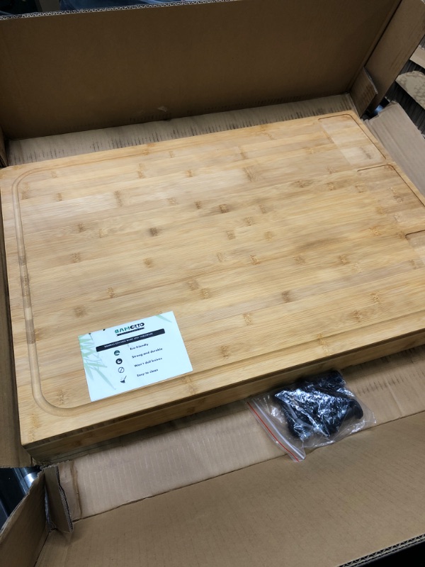 Photo 3 of 30 x 21 in Extra Large Bamboo Cutting Board and Stovetop Cover, Stove Top Cover Chopping Board with Detachable Legs and Juice Groove, Protector Board for Restaurant Kitchen Counter & Sink XXXL(30x21x3.3")