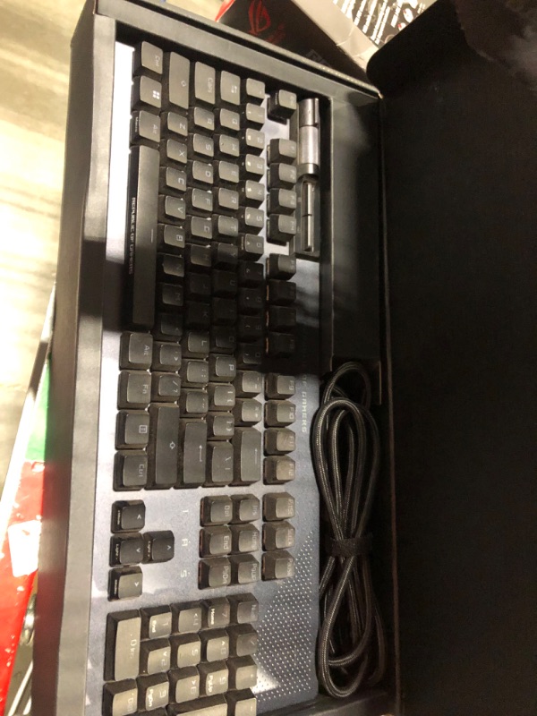 Photo 1 of ASUS ROG Strix Flare II Animate 100% RGB Gaming Keyboard - Hot-swappable, ROG NX Red Linear Switches, Customizable LED Display, PBT Keycaps, Acoustic Dampening Foam, Media Controls, Wrist Rest