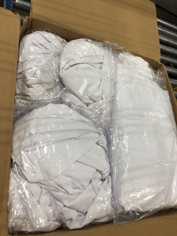Photo 1 of 6 Pack 5FT Spandex Table Skirts for Round Table Washable Table Covers White Stretch Tablecloth Wrinkle Resistant Fitted Table Skirts for Banquet,Wedding,Party,Restaurant,Events (White) White 6
