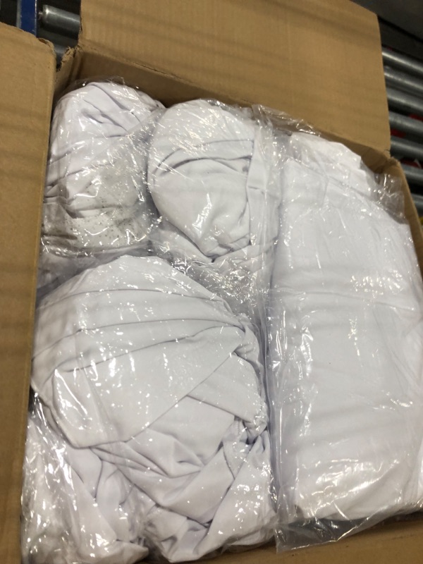 Photo 1 of 6 Pack 5FT Spandex Table Skirts for Round Table Washable Table Covers White Stretch Tablecloth Wrinkle Resistant Fitted Table Skirts for Banquet,Wedding,Party,Restaurant,Events (White) White 6