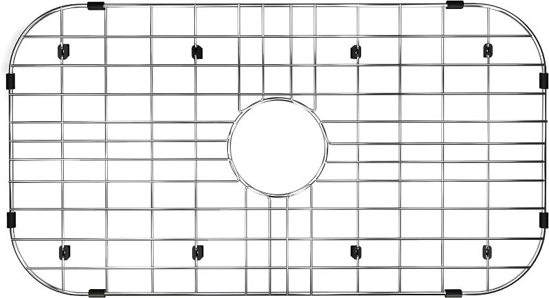 Photo 1 of Alonsoo Sink Grid Sink Protectors, Kitchen Sink Grid Centered Drain with Corner Radius, Stainless Steel Sink Rack 28.8” X 14.8”