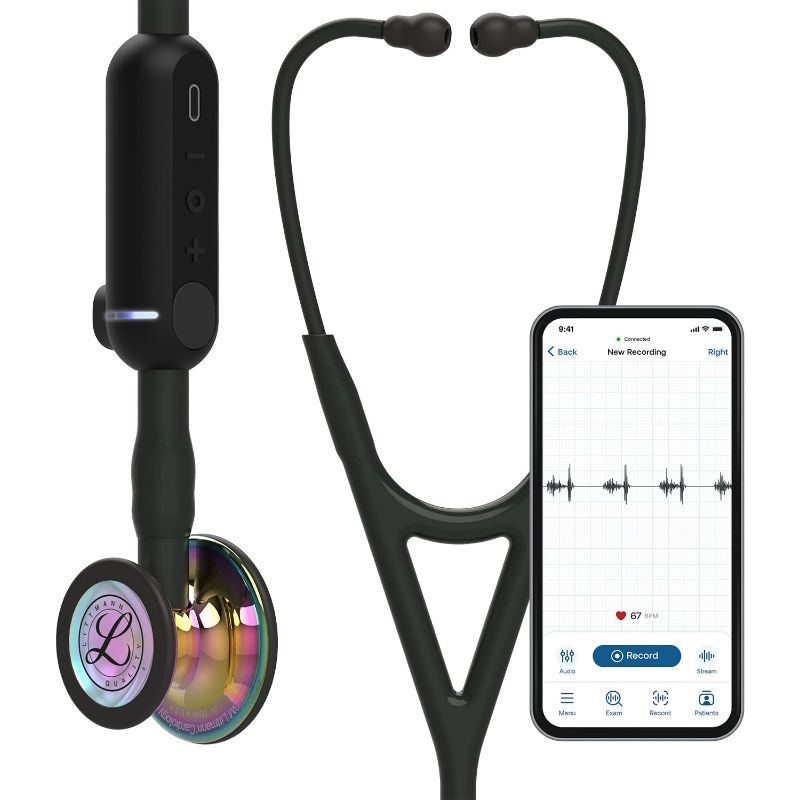 Photo 1 of 3M™ Littmann® CORE Digital Stethoscope, 8570, High Polish Rainbow Chestpiece, Black Tube, Black Stem and Headset, 27 inch
