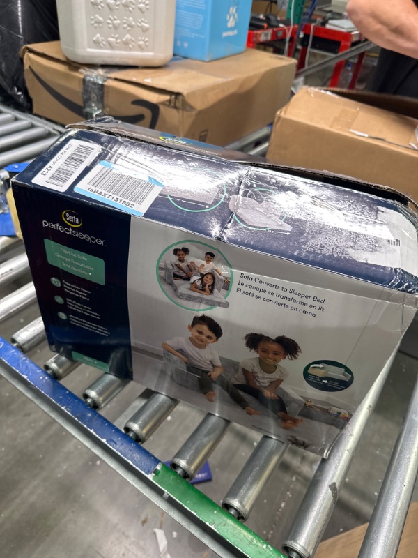 Photo 1 of Delta Children Serta Perfect Extra Wide Convertible Sofa to Lounger, Comfy 2-in-1 Flip Open Couch/Sleeper for Kids, Grey