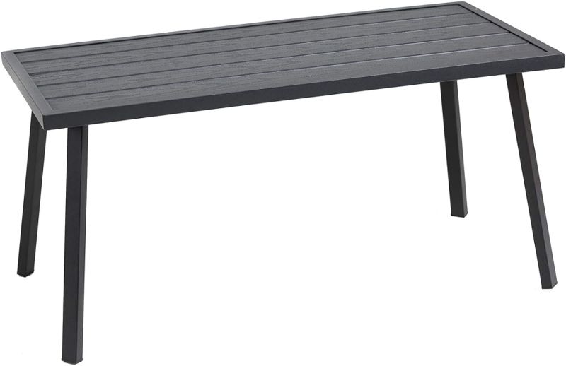 Photo 1 of C-Hopetree Small Metal Outdoor Coffee Side Table for Outside Patio, Rectangle, Black
