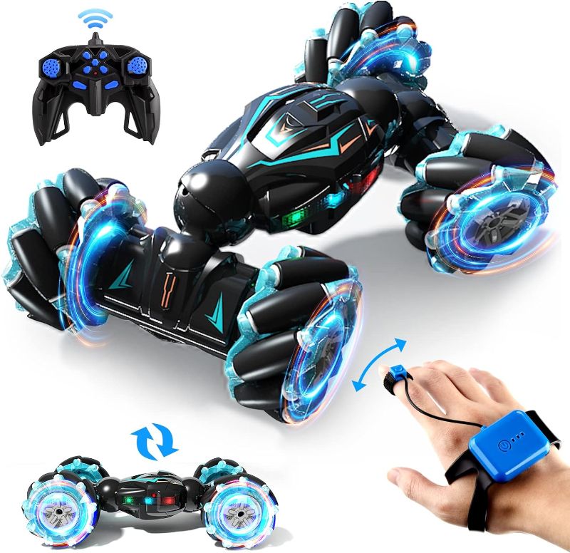 Photo 1 of Deejoy RC Stunt Car, 2.4GHz 4WD Remote Control Gesture Sensor Toy Cars, Double Sided Rotating Off Road Vehicle 360° Flips with Lights Music, for Boys & Girls Birthday
