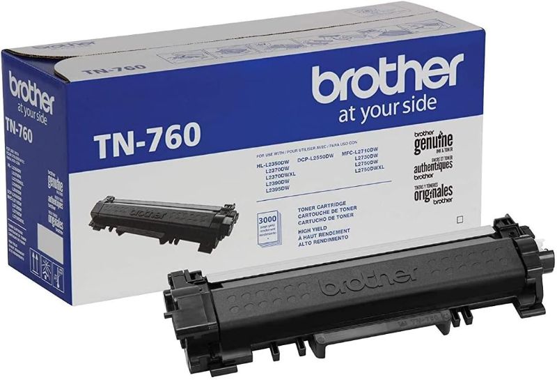 Photo 1 of Brother Genuine Cartridge TN760 High Yield Black Toner,2 Pack