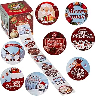 Photo 1 of 500 PCS Christmas Stickers?Christmas Gift Tags?Self Adhesive Name Tags Christmas Wrapping Paper Stickers with 8 Designs Write On Then Peel & Presents