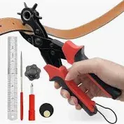 Photo 1 of AIRAJ PRO Leather Hole Punch Tool,Revolving Punch Plier Kit,6 Multi-Hole Sizes Belt Hole Puncher,Fabric Hole Maker for Belt,Bands,Crafts