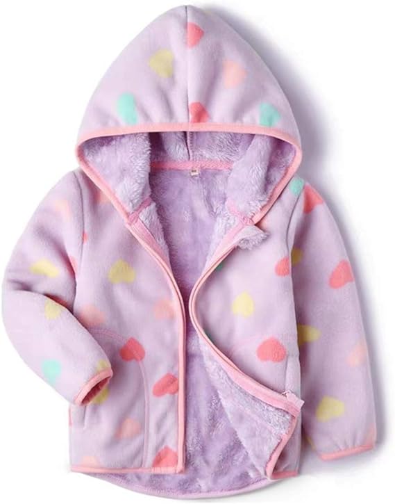 Photo 1 of 12 MONTHS Feidoog Toddler Polar Fleece Jacket Hooded Baby Boys Girls Autumn Winter Long Sleeve Thick Warm Outerwear
